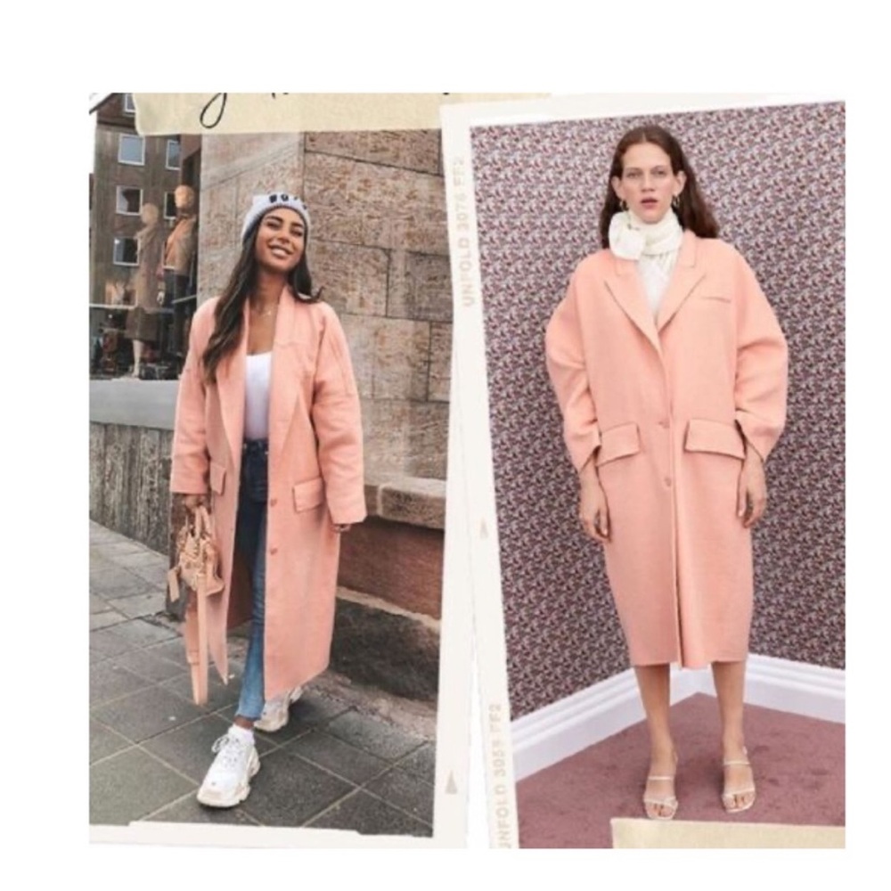 Zara Blogger Fav Oversized Double Button Long Coat in Tangerine